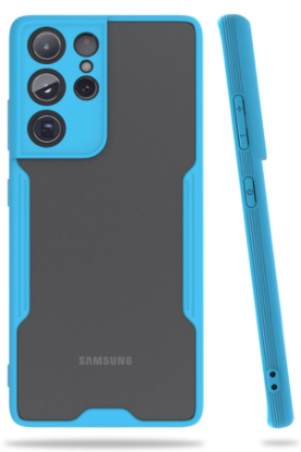 Newface Samsung Galaxy S21 Ultra Kılıf Platin Silikon - Mavi resmi