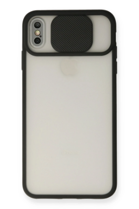 Newface iPhone X Kılıf Palm Buzlu Kamera Sürgülü Silikon - Siyah resmi