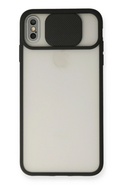Newface iPhone X Kılıf Palm Buzlu Kamera Sürgülü Silikon - Siyah resmi