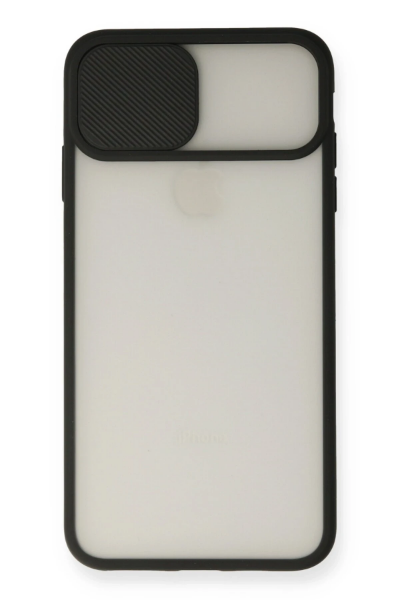 Newface iPhone X Kılıf Palm Buzlu Kamera Sürgülü Silikon - Siyah resmi
