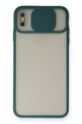 Newface iPhone X Kılıf Palm Buzlu Kamera Sürgülü Silikon - Yeşil resmi