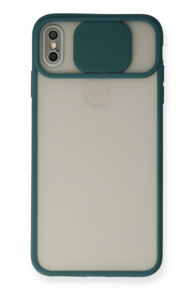 Newface iPhone X Kılıf Palm Buzlu Kamera Sürgülü Silikon - Yeşil resmi