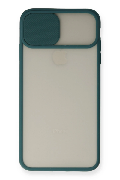 Newface iPhone X Kılıf Palm Buzlu Kamera Sürgülü Silikon - Yeşil resmi