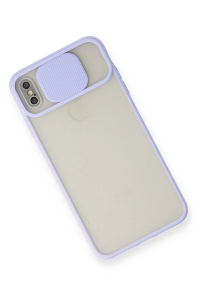 Newface iPhone X Kılıf Palm Buzlu Kamera Sürgülü Silikon - Lila resmi