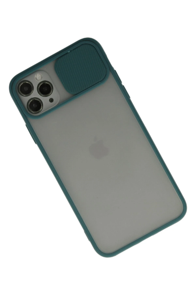 Newface iPhone 11 Pro Kılıf Palm Buzlu Kamera Sürgülü Silikon - Yeşil resmi