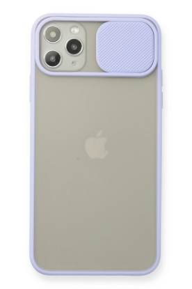 Newface iPhone 11 Pro Max Kılıf Palm Buzlu Kamera Sürgülü Silikon - Lila resmi