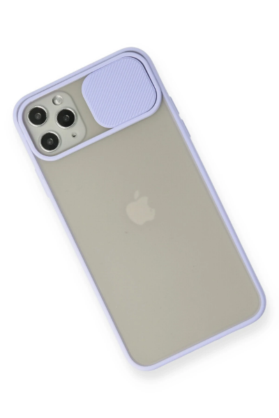 Newface iPhone 11 Pro Max Kılıf Palm Buzlu Kamera Sürgülü Silikon - Lila resmi