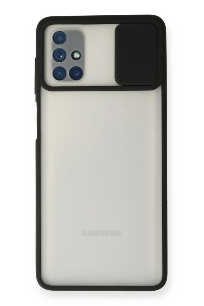Newface Samsung Galaxy M51 Kılıf Palm Buzlu Kamera Sürgülü Silikon - Siyah resmi