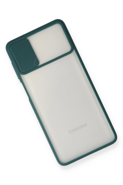 Newface Samsung Galaxy M51 Kılıf Palm Buzlu Kamera Sürgülü Silikon - Yeşil resmi