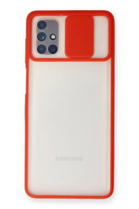 Newface Samsung Galaxy M51 Kılıf Palm Buzlu Kamera Sürgülü Silikon - Kırmızı resmi