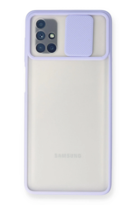 Newface Samsung Galaxy M51 Kılıf Palm Buzlu Kamera Sürgülü Silikon - Lila resmi