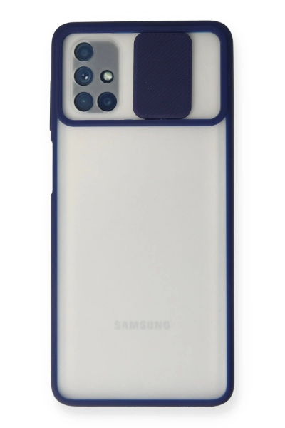 Newface Samsung Galaxy M51 Kılıf Palm Buzlu Kamera Sürgülü Silikon - Lacivert resmi
