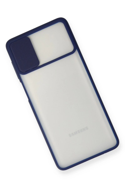 Newface Samsung Galaxy M51 Kılıf Palm Buzlu Kamera Sürgülü Silikon - Lacivert resmi