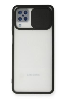 Newface Samsung Galaxy A12 Kılıf Palm Buzlu Kamera Sürgülü Silikon - Siyah resmi