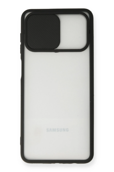 Newface Samsung Galaxy A12 Kılıf Palm Buzlu Kamera Sürgülü Silikon - Siyah resmi