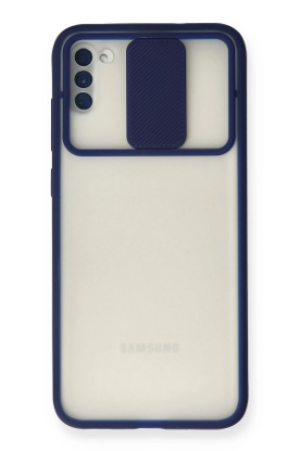 Newface Samsung Galaxy A11 Kılıf Palm Buzlu Kamera Sürgülü Silikon - Lacivert resmi