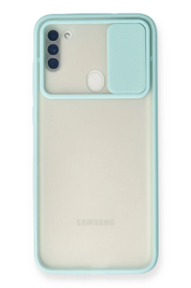 Newface Samsung Galaxy A11 Kılıf Palm Buzlu Kamera Sürgülü Silikon - Turkuaz resmi