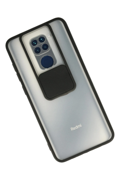 Newface Xiaomi Redmi Note 9 Kılıf Palm Buzlu Kamera Sürgülü Silikon - Siyah resmi