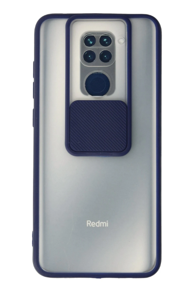 Newface Xiaomi Redmi Note 9 Kılıf Palm Buzlu Kamera Sürgülü Silikon - Lacivert resmi