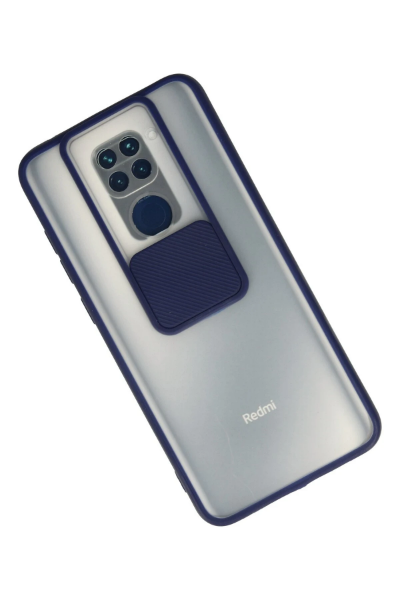 Newface Xiaomi Redmi Note 9 Kılıf Palm Buzlu Kamera Sürgülü Silikon - Lacivert resmi