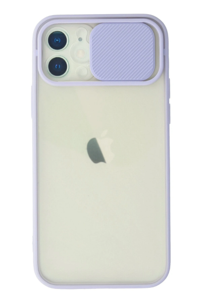 Newface iPhone 12 Kılıf Palm Buzlu Kamera Sürgülü Silikon - Lila resmi