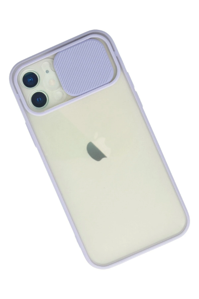 Newface iPhone 12 Kılıf Palm Buzlu Kamera Sürgülü Silikon - Lila resmi