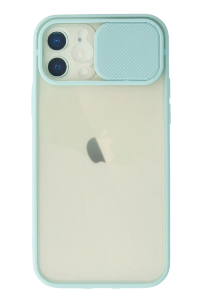 Newface iPhone 12 Kılıf Palm Buzlu Kamera Sürgülü Silikon - Turkuaz resmi