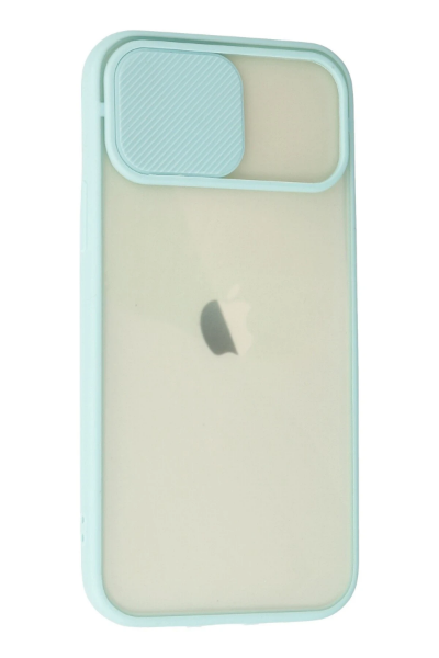 Newface iPhone 12 Kılıf Palm Buzlu Kamera Sürgülü Silikon - Turkuaz resmi