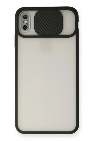 Newface iPhone XS Max Kılıf Palm Buzlu Kamera Sürgülü Silikon - Siyah resmi