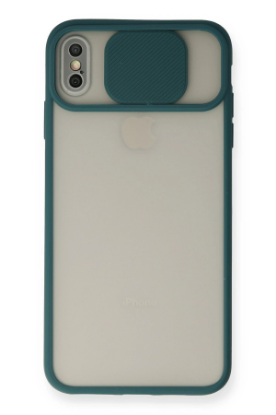 Newface iPhone XS Max Kılıf Palm Buzlu Kamera Sürgülü Silikon - Yeşil resmi
