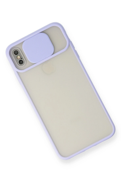 Newface iPhone XS Max Kılıf Palm Buzlu Kamera Sürgülü Silikon - Lila resmi