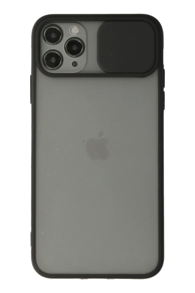 Newface iPhone 11 Pro Max Kılıf Palm Buzlu Kamera Sürgülü Silikon - Siyah resmi