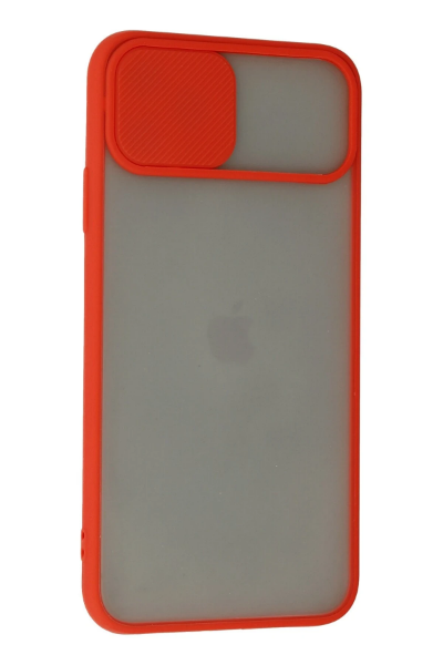 Newface iPhone 11 Pro Max Kılıf Palm Buzlu Kamera Sürgülü Silikon - Kırmızı resmi