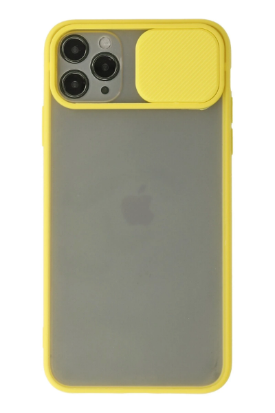 Newface iPhone 11 Pro Max Kılıf Palm Buzlu Kamera Sürgülü Silikon - Sarı resmi