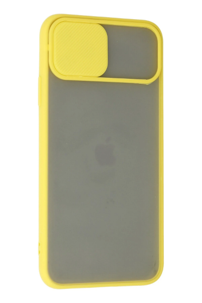 Newface iPhone 11 Pro Max Kılıf Palm Buzlu Kamera Sürgülü Silikon - Sarı resmi