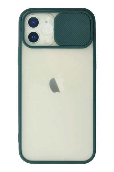 Newface iPhone 12 Kılıf Palm Buzlu Kamera Sürgülü Silikon - Yeşil resmi