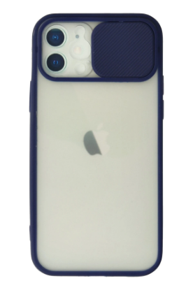 Newface iPhone 12 Kılıf Palm Buzlu Kamera Sürgülü Silikon - Lacivert resmi
