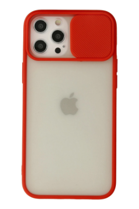 Newface iPhone 12 Pro Max Kılıf Palm Buzlu Kamera Sürgülü Silikon - Kırmızı resmi