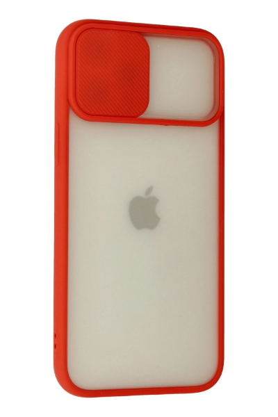 Newface iPhone 12 Pro Max Kılıf Palm Buzlu Kamera Sürgülü Silikon - Kırmızı resmi