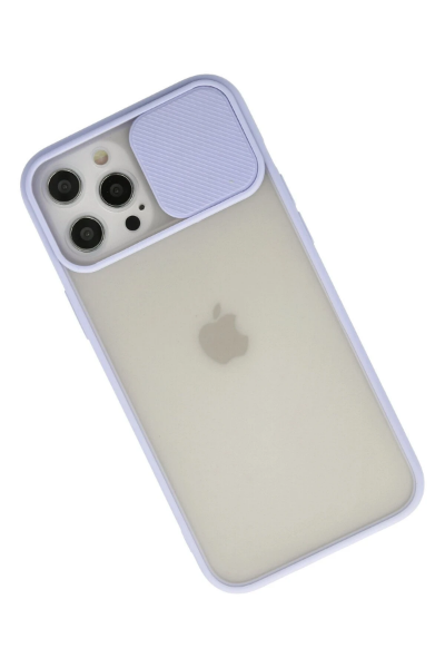 Newface iPhone 12 Pro Max Kılıf Palm Buzlu Kamera Sürgülü Silikon - Lila resmi