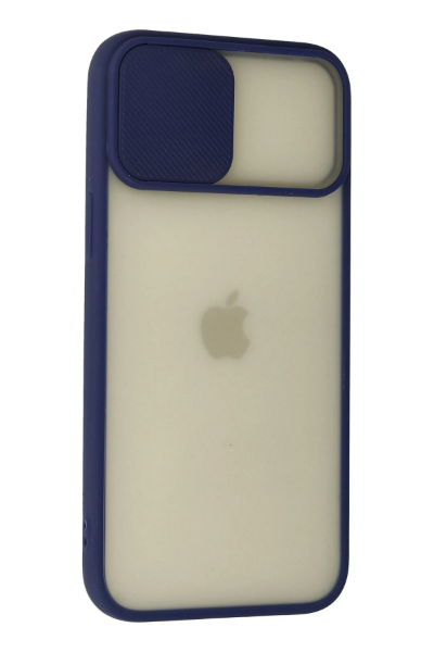 Newface iPhone 12 Pro Max Kılıf Palm Buzlu Kamera Sürgülü Silikon - Lacivert resmi
