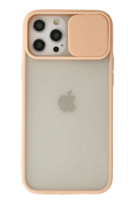Newface iPhone 12 Pro Max Kılıf Palm Buzlu Kamera Sürgülü Silikon - Pembe resmi