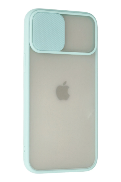 Newface iPhone 12 Pro Max Kılıf Palm Buzlu Kamera Sürgülü Silikon - Turkuaz resmi