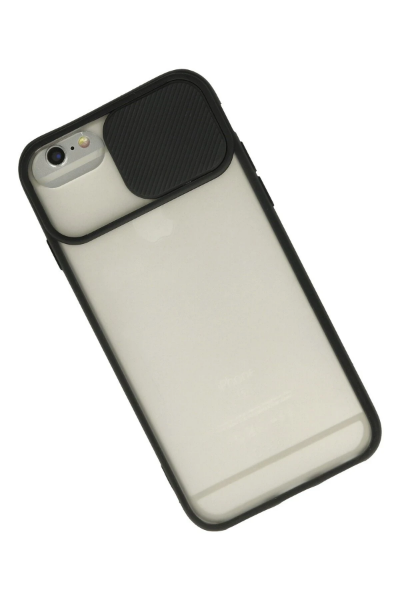 Newface iPhone 6 Plus Kılıf Palm Buzlu Kamera Sürgülü Silikon - Siyah resmi