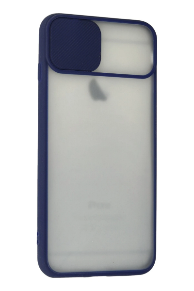 Newface iPhone 6 Plus Kılıf Palm Buzlu Kamera Sürgülü Silikon - Lacivert resmi