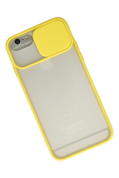 Newface iPhone 6 Plus Kılıf Palm Buzlu Kamera Sürgülü Silikon - Sarı resmi