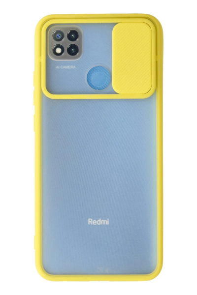 Newface Xiaomi Redmi 9C Kılıf Palm Buzlu Kamera Sürgülü Silikon - Sarı resmi