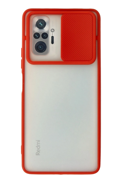 Newface Xiaomi Redmi Note 10 Pro Kılıf Palm Buzlu Kamera Sürgülü Silikon - Kırmızı resmi
