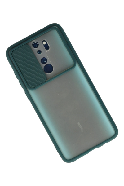 Newface Xiaomi Redmi Note 8 Pro Kılıf Palm Buzlu Kamera Sürgülü Silikon - Yeşil resmi