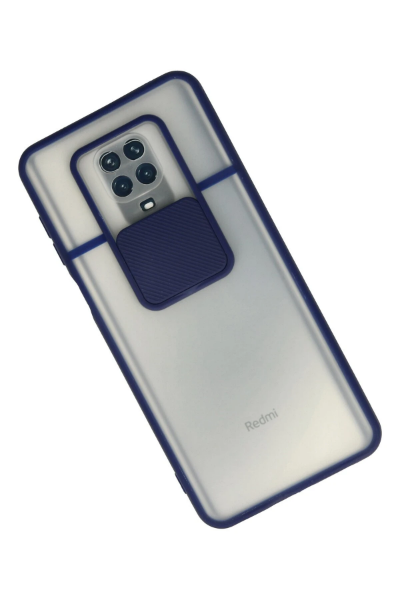 Newface Xiaomi Redmi Note 9 Pro Kılıf Palm Buzlu Kamera Sürgülü Silikon - Lacivert resmi